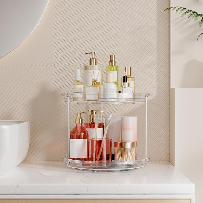 360° Rotating Makeup Organizer Skincare Organizer Countertop Clear - Image 5