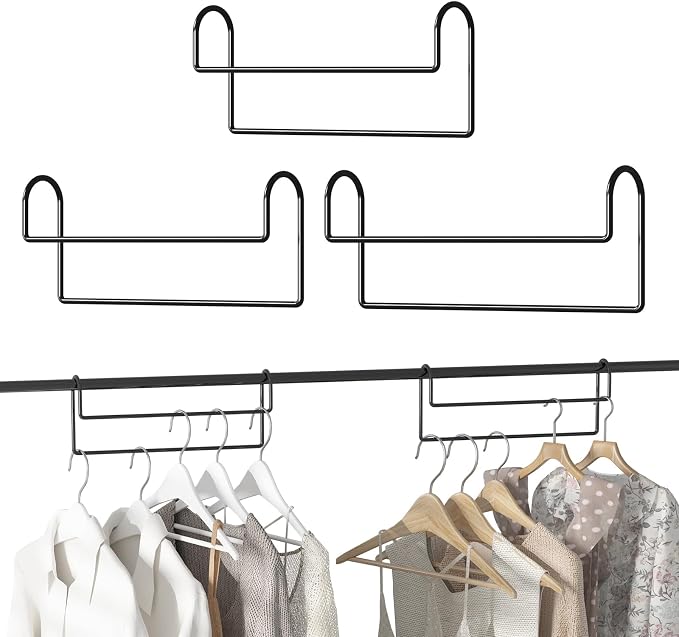 Space Saving Hangers for Clothes: 3 Pack 12 inch Magic Hanger Closet Organizer Metal Heavy Duty Hangers for Shirt Coat Pants Skirt Sorting Storage - Black by KarlliuHOMEGARDEN