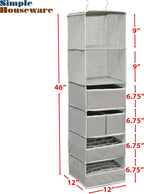 Simple Houseware 6 Shelf Hanging Closet Organizer with 5 Drawers Storage - Image 4