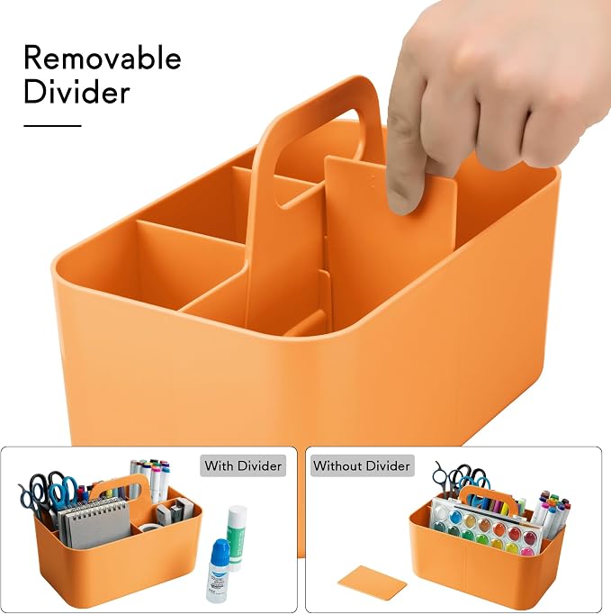 Tiawudi Multipurpose Caddy Organizer, Plastic Caddy with Handle, Stackable Desk Organizer for Stationery, Marker and Pencil, Office Supplies Organizer, Dorm Caddy - Image 4