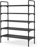 Kitsure Shoe Rack for Closet, Shoe Storage, 27.6" Wide - 5 Tiers, Black | Shoe Organizer for Closet, Entryway, Living Room, Space-Saving Shoe Shelf, Sturdy Zapateras Organizer by Kitsure