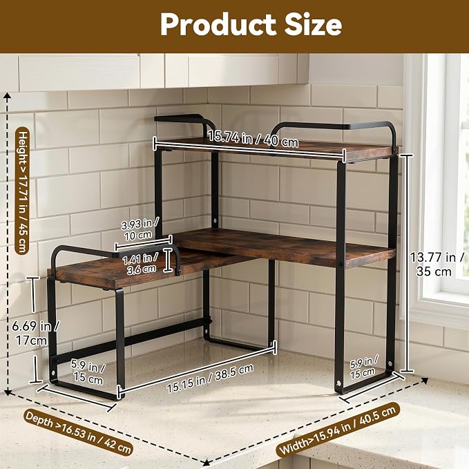 Housolution Stackable Kitchen Countertop Organizer Corner Shelf - Image 2