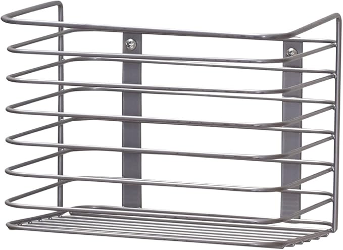 Household Essentials Door Mount Cabinet Organizer, Steel Wire Basket, Attractive Nickel Powder Coating, Great for Saving Space, Mounts to Solid Surface with Hardware Included by HouseholdEssentials