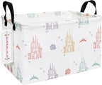 Rectangular Collapsible Laundry Basket with Side Handles, Rose Castle by QUEENLALA