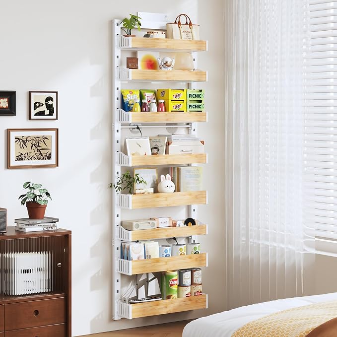8-Tier Over The Door Pantry Organizer, Heavy-Duty Metal Wall Mount or Hanging Spice Rack, behind the door storage Shelves with Adjustable Basket, Back of Door Organizer for Kitchen Cabinet and Closet - Image 5