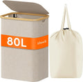 Lifewit 80L Large Laundry Basket with Lid, Removable Bags, Beige by Lifewit