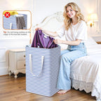 3-Pack Laundry Basket, Collapsible Laundry Hampers, 75L, Blue - Image 4