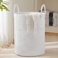 Woven Rope Laundry Hamper Basket by YOUDENOVA, 72L Tall Luandry Basket, Baby Nursery Hamper for Blanket Storage in Bedroom-Large-Pure White by YOUDENOVA