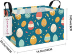 Rectangular Collapsible Laundry Basket with Side Handles, Blue Easter eggs - Image 2