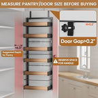POKIPO 6 Tier Over The Door Pantry Organizer, 2-in-1 Door Hanging or Wall Mounted Spice Rack, Large Heavy Duty Pantry Door Storage Seasoning Shelves with Adjustable Basket for Kitchen Bathroom Closet - Image 2