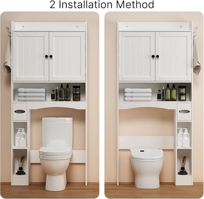 Ahomly Over The Toilet Storage Cabinet, 32.3" W x 70.3" H, White - Image 7