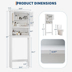 GarveeHome Over The Toilet Storage Cabinet, Farmhouse Over Toilet Bathroom Organizer with Rattan Doors, Freestanding Wood Above Toilet Storage Cabinet with Adjustable Shelf, White - Image 2