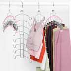 TOPIA HANGER 4 Pack Gym Clothes Organizer, 2 Pack Tank Top Hangers with 2 Pack Leggings Hangers Space Saving Hang 20 Sets Tank Top Bra with Leggings Shorts Pants for Closet Women Pink CT78P - Image 9