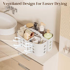 Portable Shower Caddy with Handle, Large Capacity Shower Basket Organizer, Quick-Drain Bathroom Storage Tote, Durable Plastic Shower Organizer for College Dorm, Beach, Gym, Travel Essentials, White - Image 6