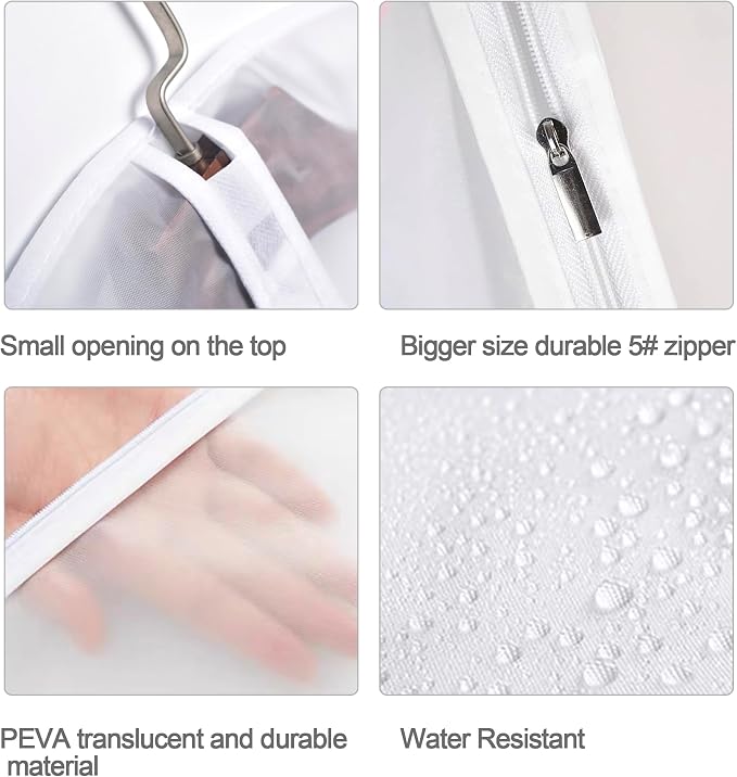 Hanging Garment Bags Hanging Clothes Bags (Set of 12) for Clothes Storage Bag with Zipper for Suit, Sweaters Travel Laundry Wardrobe Closet Garment Dust Cover Bags (White, 24'' x 48'') - Image 3