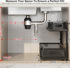 2 Pack 21IN-Depth Under Sink Organizer With Next-Gen Ball-Bearing Slides,2-Tier Precision Mesh Pull Out Cabinet Storage for Bathroom&Kitchen,Height Adjustable Drawers Shelf,Anti-rust-Black - Image 2