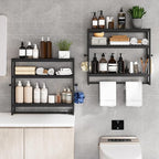 RRX Bathroom Shelf Storage Organizer, Shelf 3-Tier Adjustable Layer, Black - Image 5