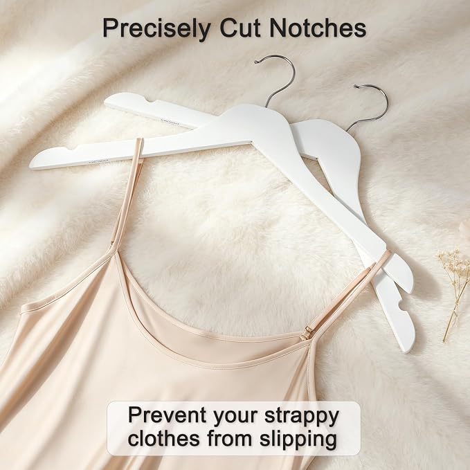 TOPIA HANGER White Wooden Hangers 30 Pack, 0.28 inch Slim Wood Clothes Hanger with Flat Design and Smooth Notches, Lightweight & Durable Space Saving Hangers for Shirt, Coat, Camisole-CT31W - Image 5