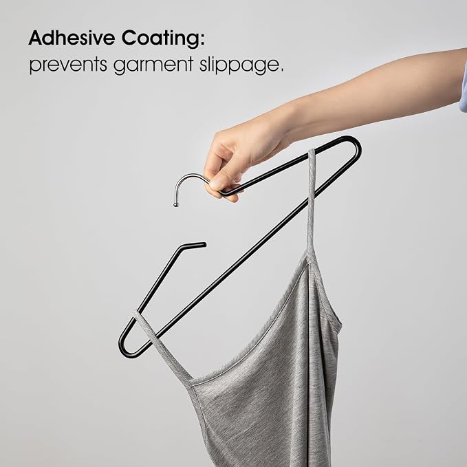 Non-Slip Metal Clothes Hangers - 5 Pack, Space-Saving Short Neck Hangers for T-Shirts, Dresses, Tank Tops, Jackets (Black) - Image 7