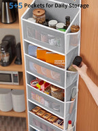 JARLINK Over the Door Organizer for Bedroom, Pantry, Bathroom, 5 Shelf Grey | Anti-Tilt Design, 44 lb Load Capacity, Hanging Door Organizer with 5 Large Capacity Pockets, Behind Door Storage for Nursery - Image 5
