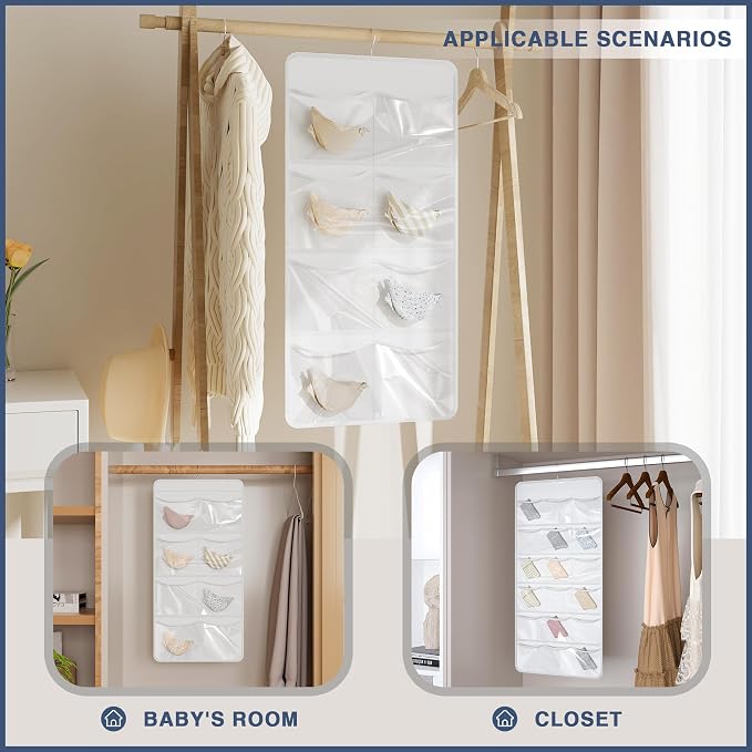 26-Pocket Hanging Closet Organizer for Socks and Underwear, White - Image 5