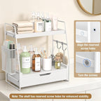 2-Tier Bathroom Counter Organizer with Drawer, Wood Counter Storage Shelf - Image 6