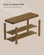 SONGMICS Shoe Rack Bench, 3-Tier Bamboo Entryway Bench, 35.4 Inches Width | Shoe Storage Organizer, Holds Up to 286.6 lb, Yellow Brown, BAMBOU Collection ULBS090K01 - Image 6