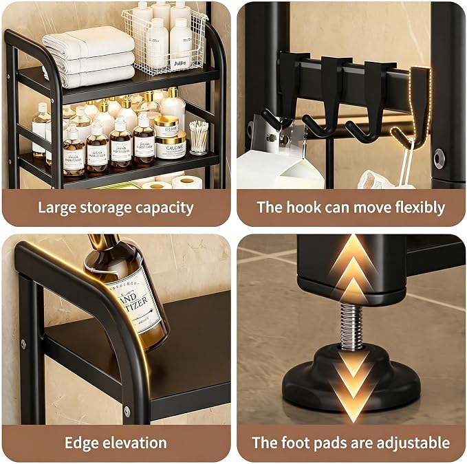 PureBox Over The Toilet Storage Rack,Heavy Duty Oval Tube Frame,21" W,Black - Image 6