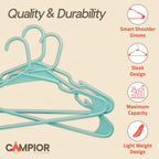 Plastic Clothes Hangers – Heavy Duty Hanger Set, for Organizing Clothes, Dresses, and Coat, Holds Up to 5 lbs, Space-Saving Hangers with Non-Slip Shoulder Grooves, Pack of 100, Aqua - Image 3