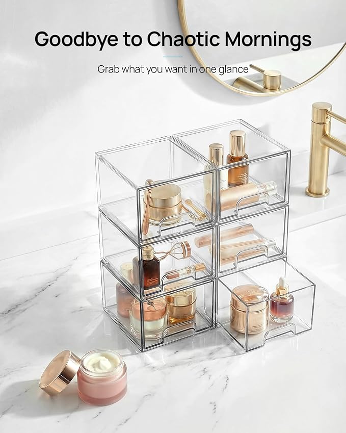 Vtopmart 10 Pack Small Clear Stackable Storage Drawers - Image 3