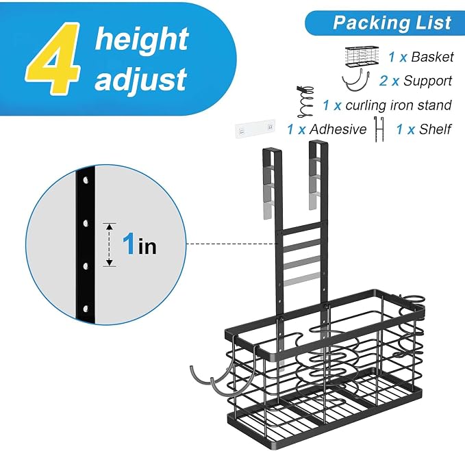 2026 Upgraded 3-in-1 Universal Hair Tool Organizer, XL Size, Black - Image 8