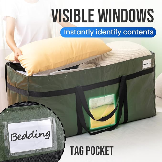 TAILI 1 Pack 69 Gallon Extra Large Storage Bags with Visible Window,Green - Image 4