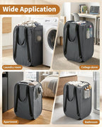 House Again 76L Laundry Backpack, 210D Oxford Heavy Duty Laundry Bag Backpack with Adjustable Shoulder Straps, Foldable Laundry Bag for College Dorm and Travel, Grey - Image 8