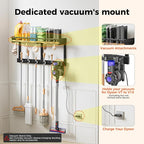 Broom Holder Wall Mount with Shelf, Black, L - Image 5