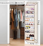 SLEEPING LAMB Shoe Rack for Door, Kids Door Shoe Organizer for Closet hanger, Narrow Hanging Sneaker Storage with Large Deep Pockets for Toddler, Girl, Baby Room Decor, Beige - Image 2