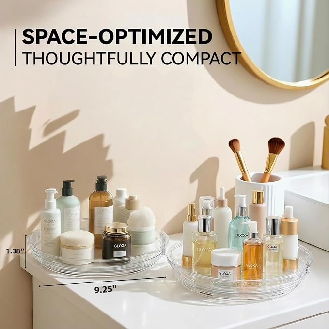 2 Pack Lazy Susan Turntable Organizer for Cabinet, 9.25'' Rotating Spice Rack Organization for Kitchen, Pantry, Bathroom, Vanity, Countertop, Medicine Storage, Seasoning Spice Organizer - Image 3
