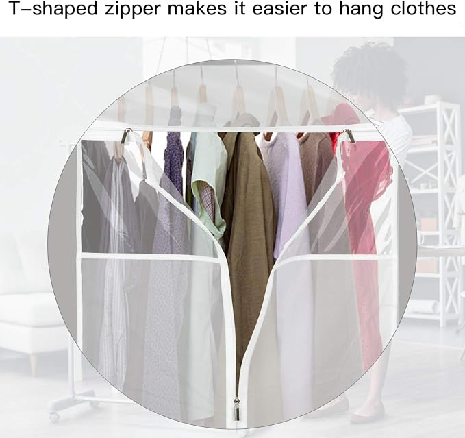 Zilink Clear Hanging Clothes Bag Organizer Large Garment Bags 43 in, 2 Pack - Image 2