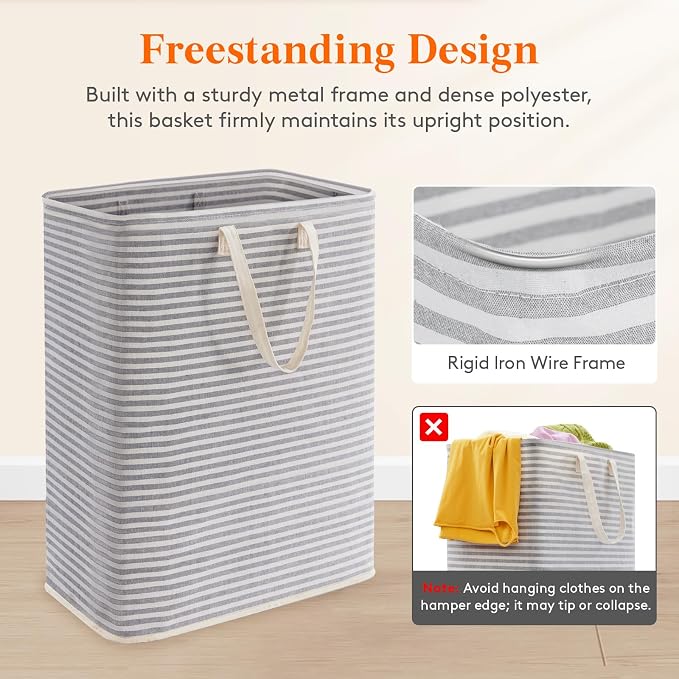 Lifewit 125L Large Collapsible Laundry Basket with Extended Handles, Grey - Image 5
