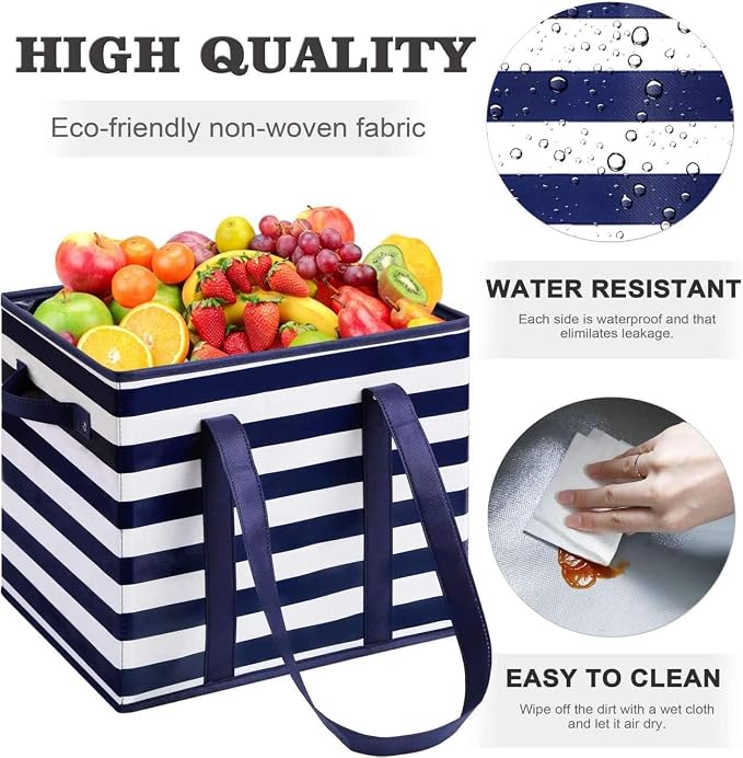 Reusable Grocery Bags 3 Pack, Foldable & Water Resistant Shopping Bags - Image 4