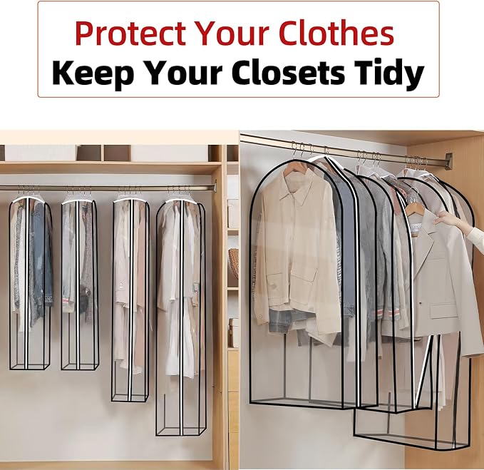 Clear Garment Bags for Hanging Clothes 3-piece set(43,50,60) inch - Image 3