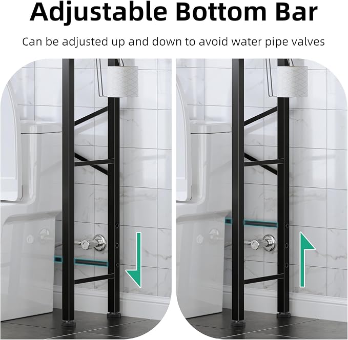 Kalrin Over The Toilet Storage with X Shape Side Guardrail, 3-Tier Over Toilet Storage Rack with Drain Basket, Freestanding Bathroom Organizer for Balcony Laundry, Oak Grey - Image 7
