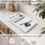 Bathroom Tray for Countertop, Marble Perfume Tray for Dresser Organizer, Marble Tray for Bathroom Counter & Home Decor, Natural Decorative Stone Vanity Trays, 12" x 8", Starry White - Image 6