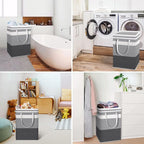 HomeHacks 2 Pack Laundry Baskets, Laundry Hampers Bags (Grey+Blue 75L) | Waterproof, Freestanding, Collapsible Clothes Hamper with Reinforced Handles in Laundry Room, Dorm, Bathroom, Bedroom - Image 6
