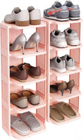 Kitstorack 10-Tier Vertical Plastic Shoe Rack, Freestanding Stackable Shoe Storage Organizer Cubes Shoe Shelf Tower or Small Closets and Tight Spaces, Pink by Kitstorack