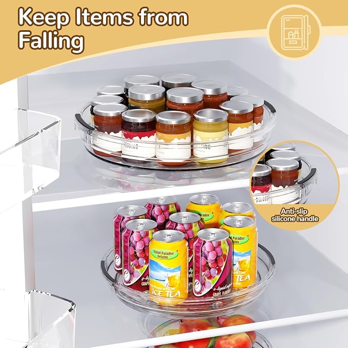 INCOSTAR Lazy Susan 2 Pack, 9 Inch Clear Turntable for Kitchen Cabinet - Image 2