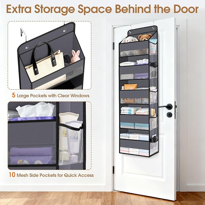 Over The Door Organizer Storage behind Door Hanging Organizer for Nursery - Image 4