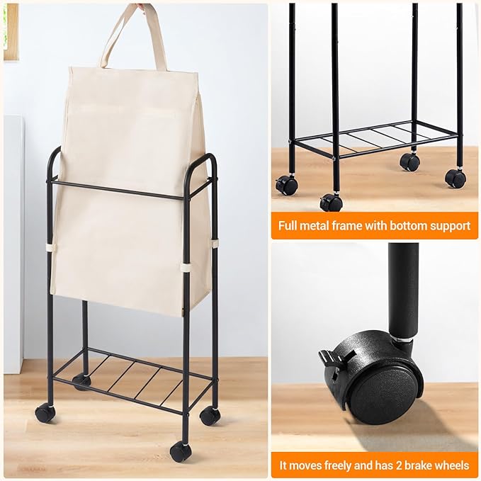 ELYKEN Slim Laundry Hamper with Lid & Wheels, 50L Rolling Laundry Basket - Image 6