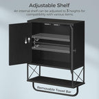 MAHANCRIS Bathroom Wall Cabinet with 2 Door and Adjustable Shelf, Farmhouse Medicine Cabinet with Towel Rack, 3-Tier Wall Mounted Storage Cabinet Over The Toilet for Bathroom, 18.9" L, Black - Image 6