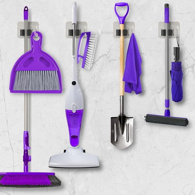 Broom Holder Wall Mount Rack, 304 Stainless Steel Mop and Tool Organizer - Image 5