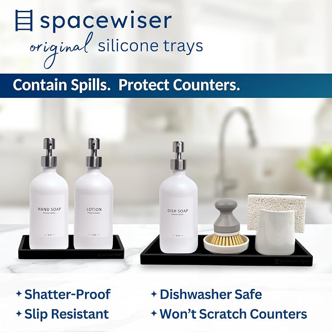 Spacewiser Countertop & Vanity Silicone Tray – 2 PC (11.7" & 7.7") Set - Image 2
